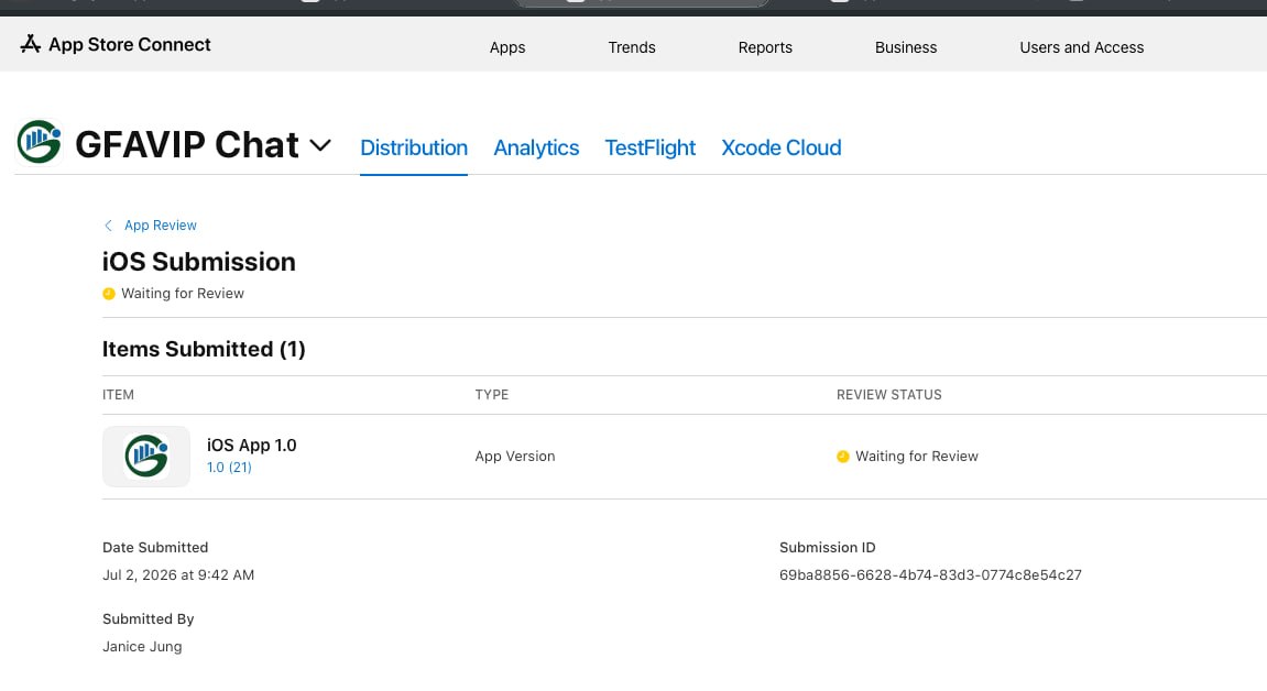 GFAVIP app submitted screenshot