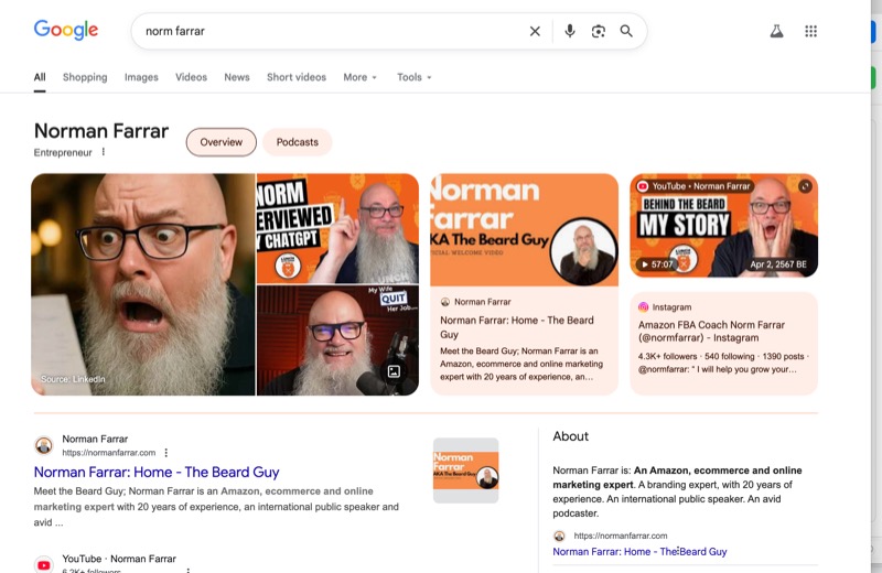 Example of a Google Knowledge Panel in search results